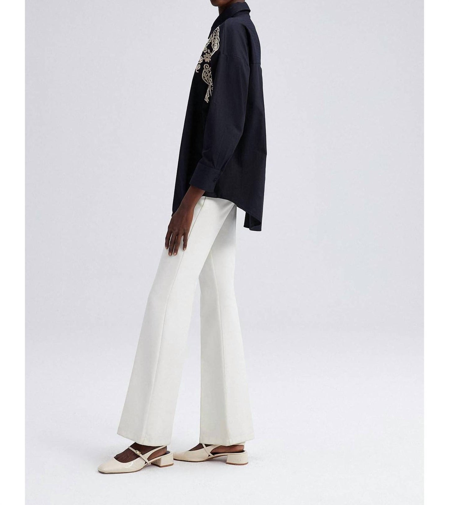 Embroidered Front Oversized Shirt