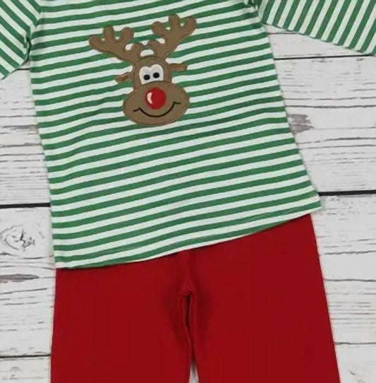 Boys Deer Embroidery Christmas Set