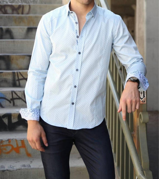 Polka-dots Button Down Shirt With Trim