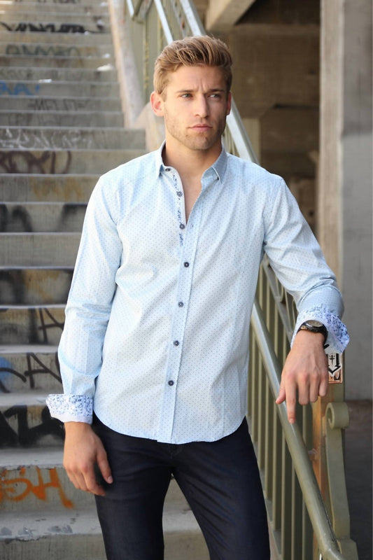 Polka Dots Button Down Shirt With Trim