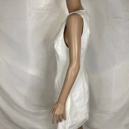 Women's Linen Scalloped Hem Shift Dress