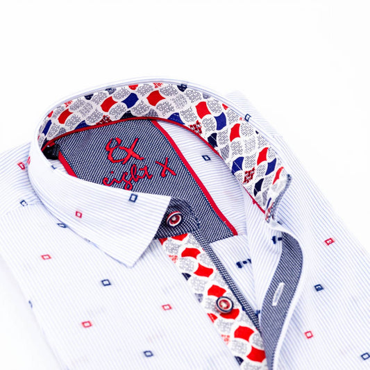 Men's Fill Coupe Button Down Shirt With Print Trim