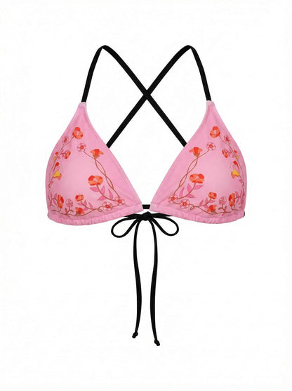 Wild Rose Reversible Triangle Bikini Top