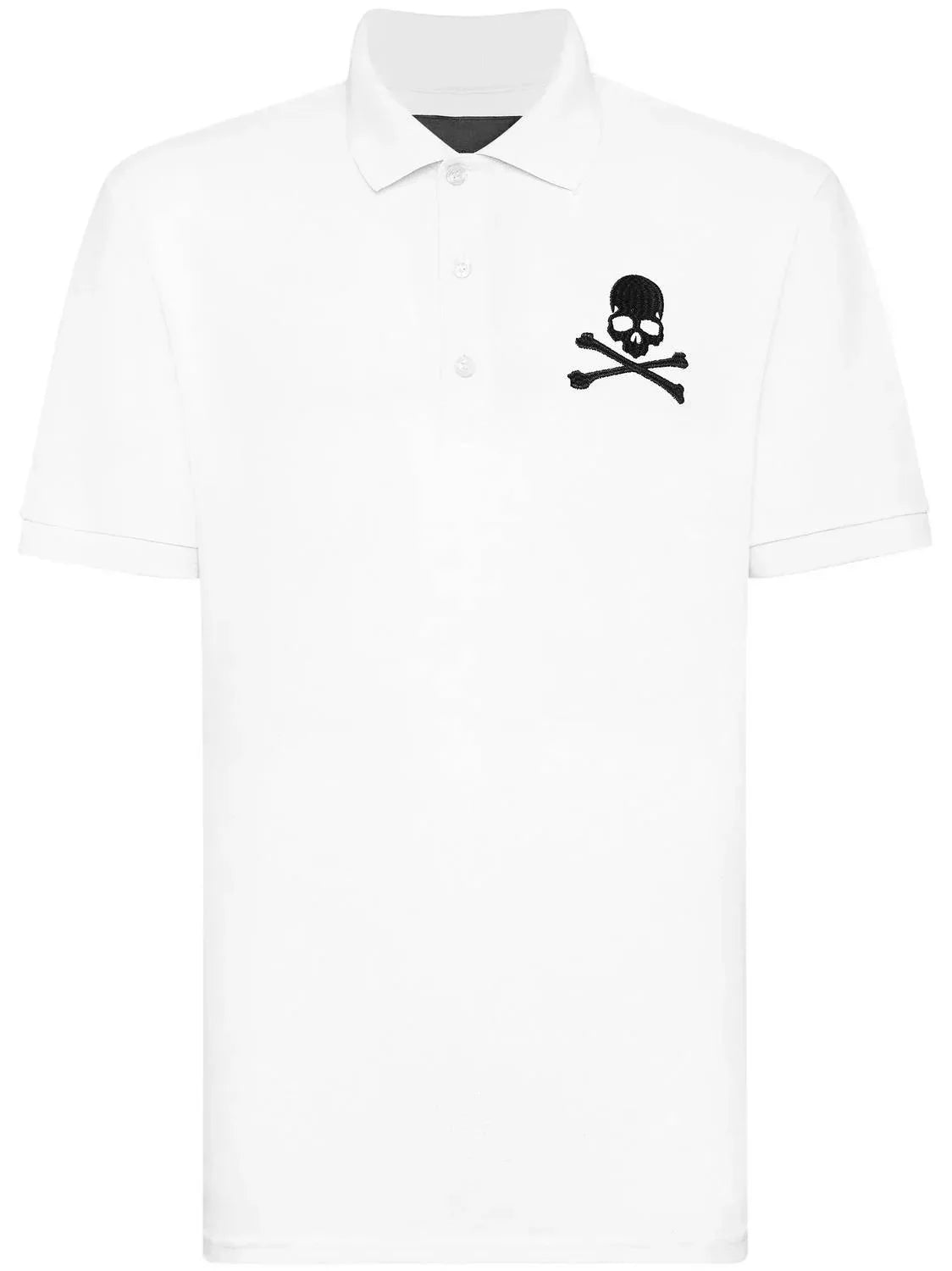 PHILIPP PLEIN - Embroidered Skull Bones Graphic Polo Shirt - Rack Hunt