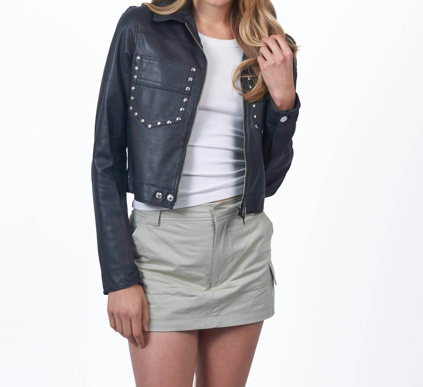 JKT NYC - Hayden Nailhead Leather Jacket - Rack Hunt