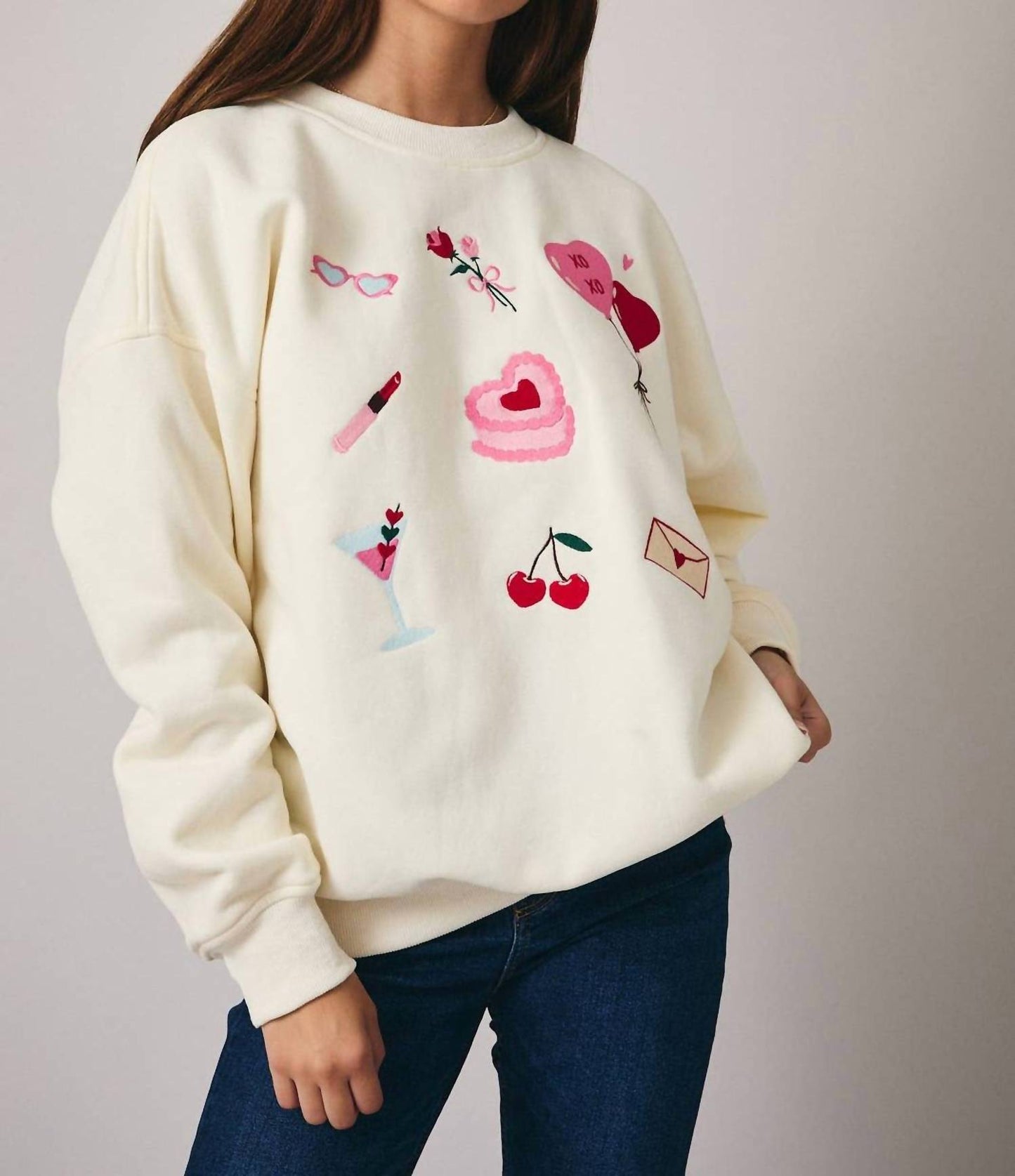 Graphic Embroidered Fleece Sweatshirt