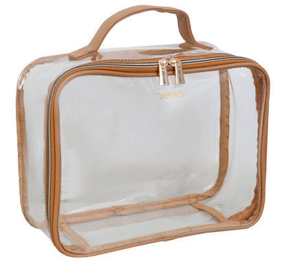 Women's Straw Texture 4 Piece Clear Cosmetic Bag Set