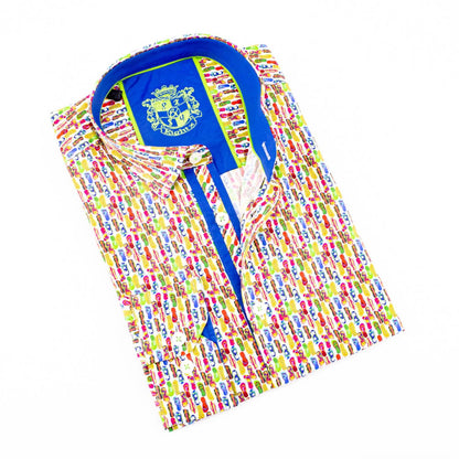 Men's Mini Flip Flop Button Down Print Shirt
