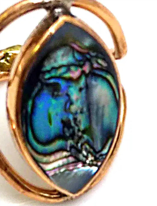 Unisex Pacific Abalone Marquise Copper Ring