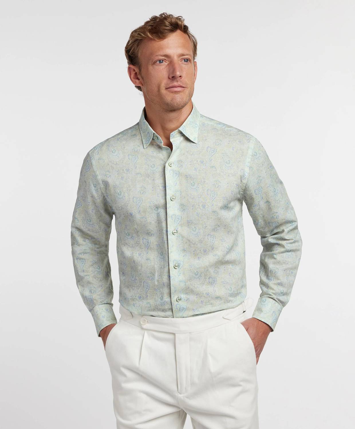 Paisley Linen Blend Sport Shirt
