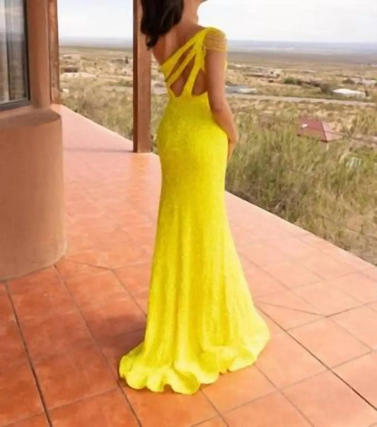 Vienna Prom - One Shoulder Sequin Beaded Gown - Rack Hunt