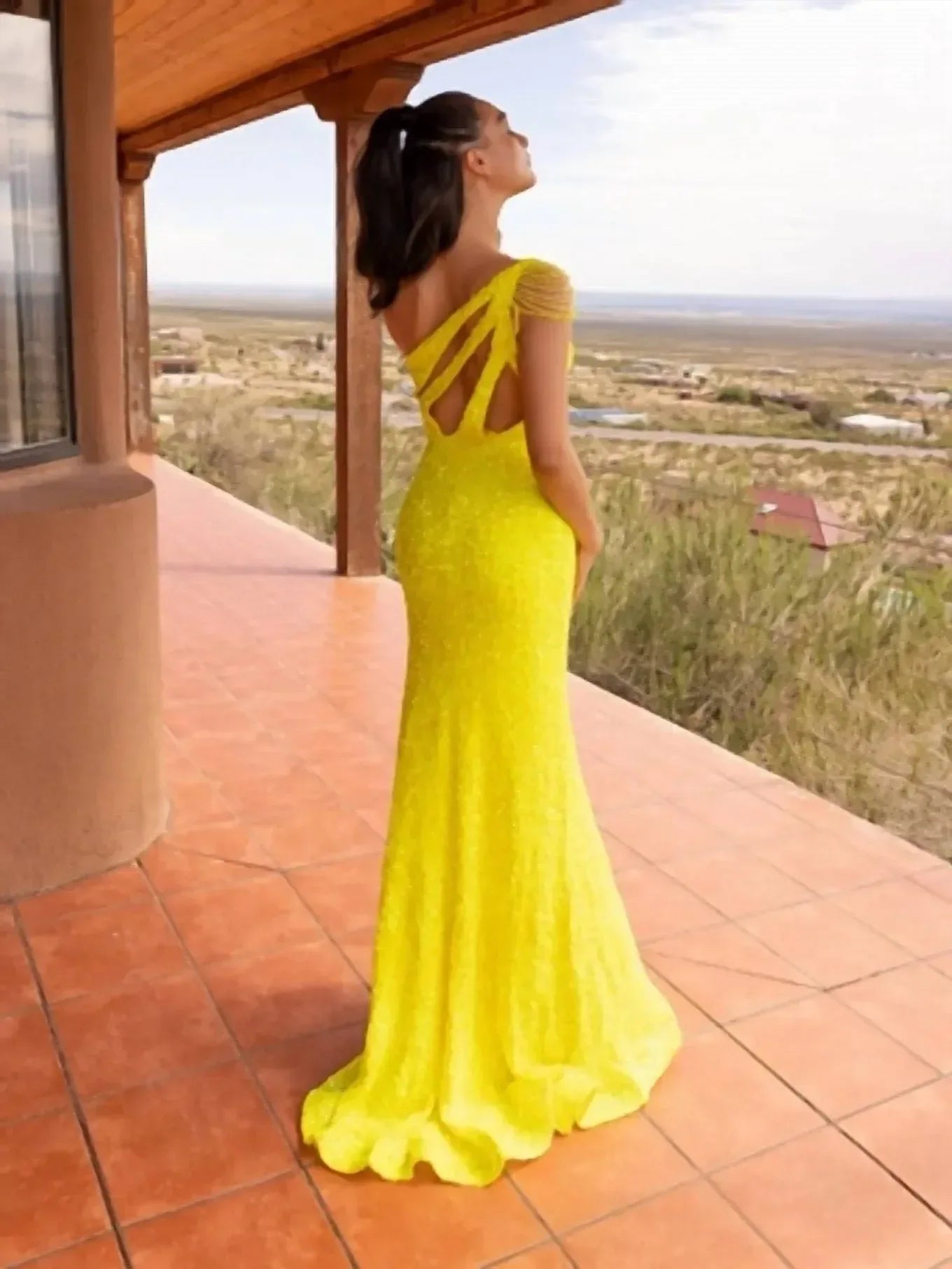 Vienna Prom - One Shoulder Sequin Beaded Gown - Rack Hunt