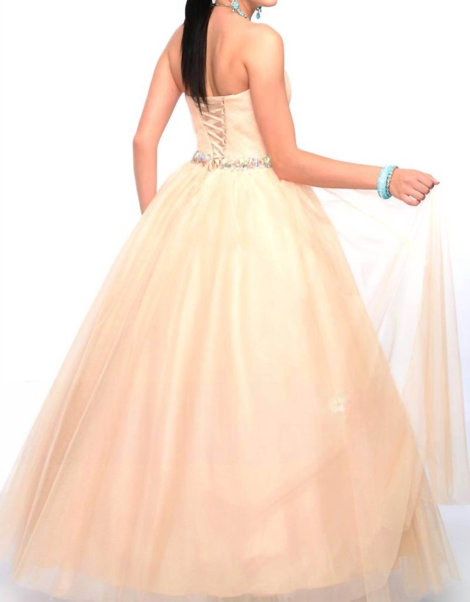 Precious Formals - Shimmery Waistline Beadwork Strapless Ballgown - Rack Hunt