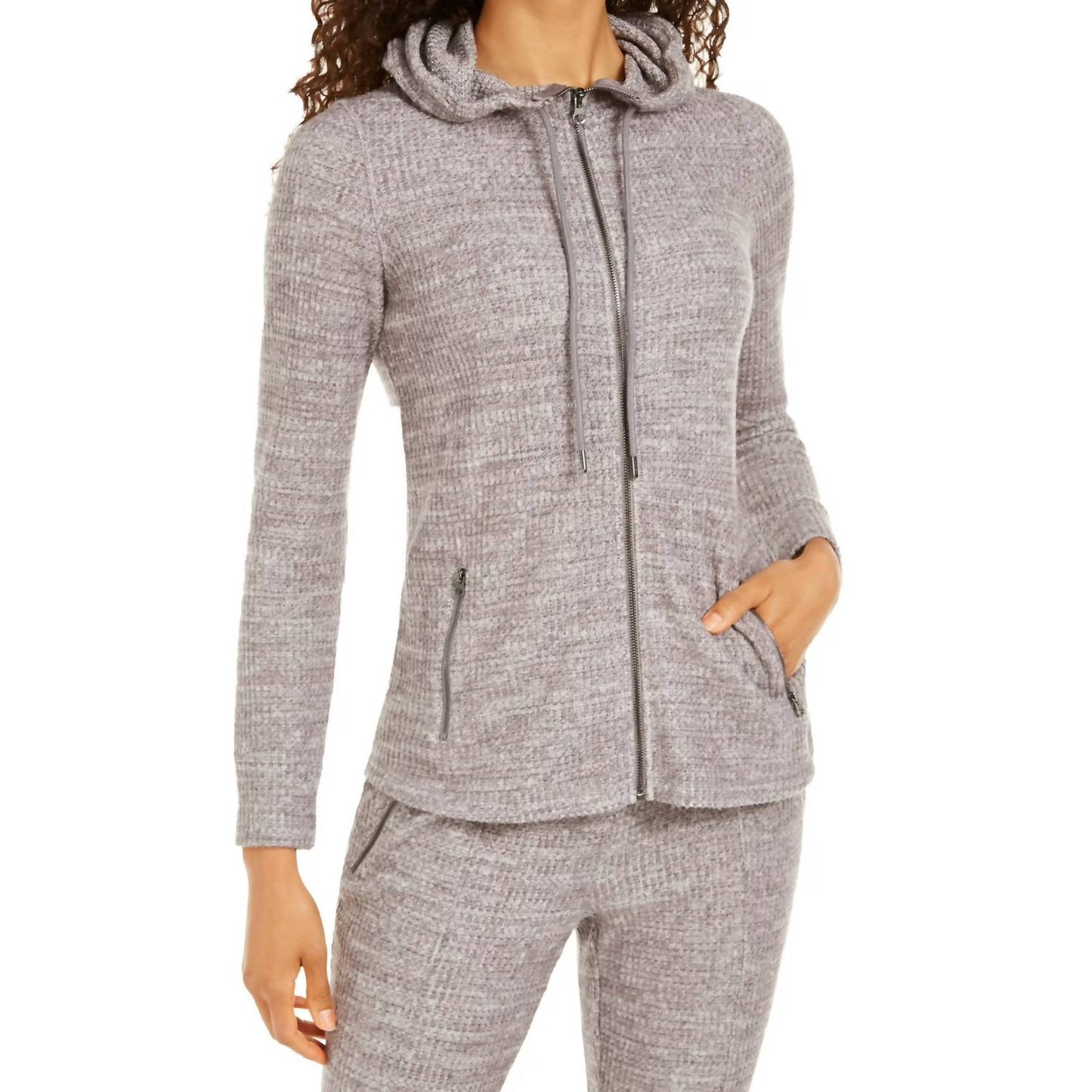 Activewear Waffle Knit Zip Hoodie