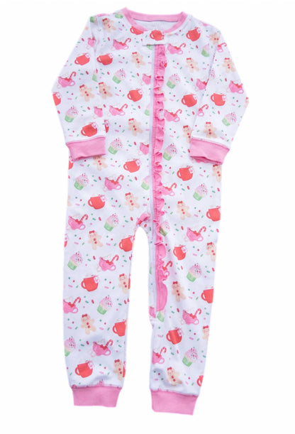 Girls Gingerbread Zip-up Jammies