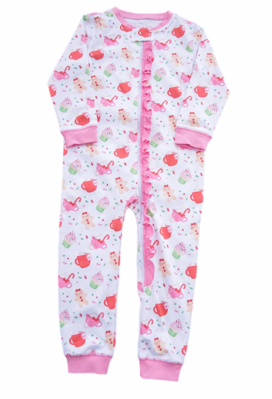 Girls Gingerbread Zip-up Jammies