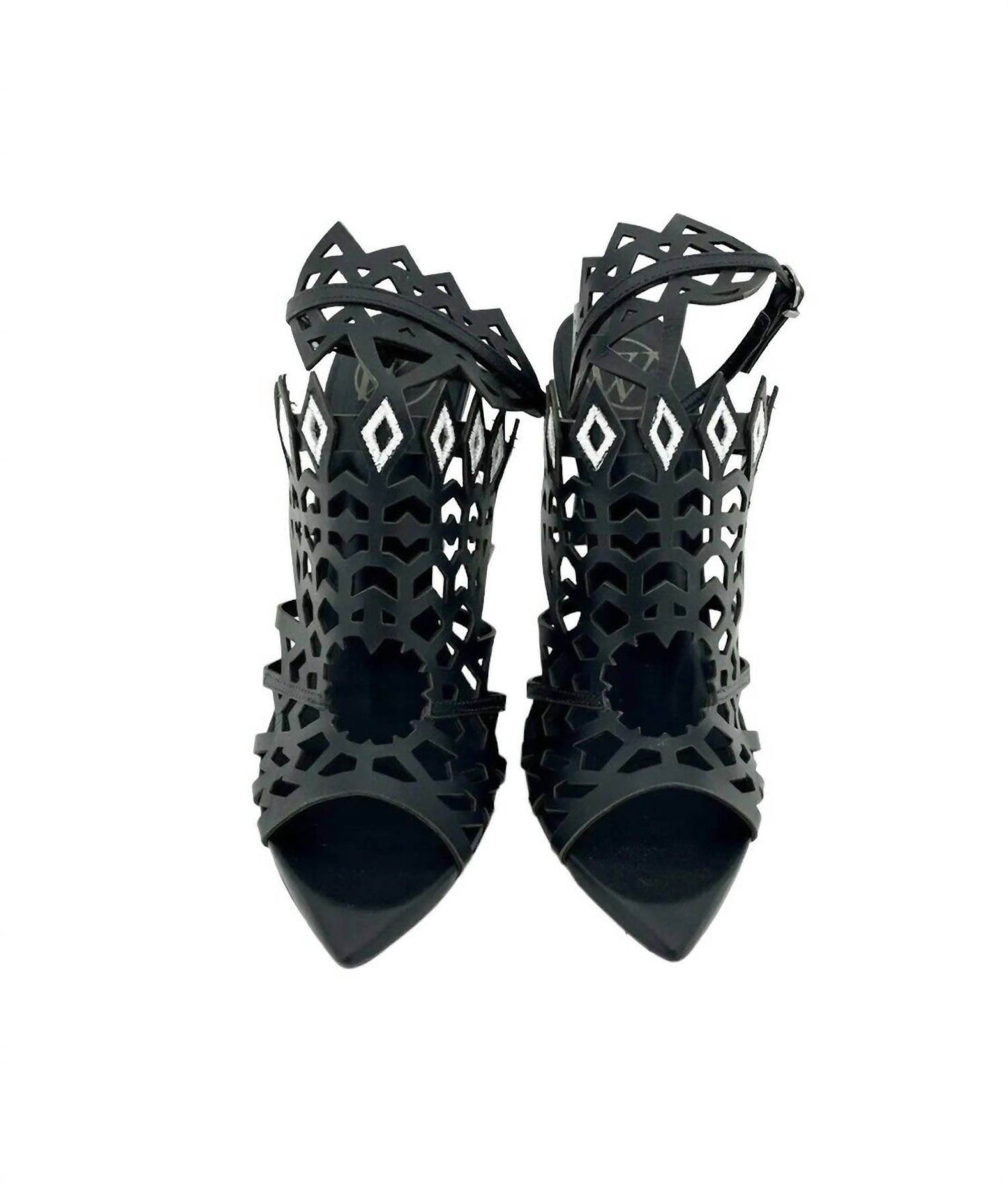 Werner - Women's Laser Cut Ankle Strap Open Toe Stiletto Heels - Rack Hunt -