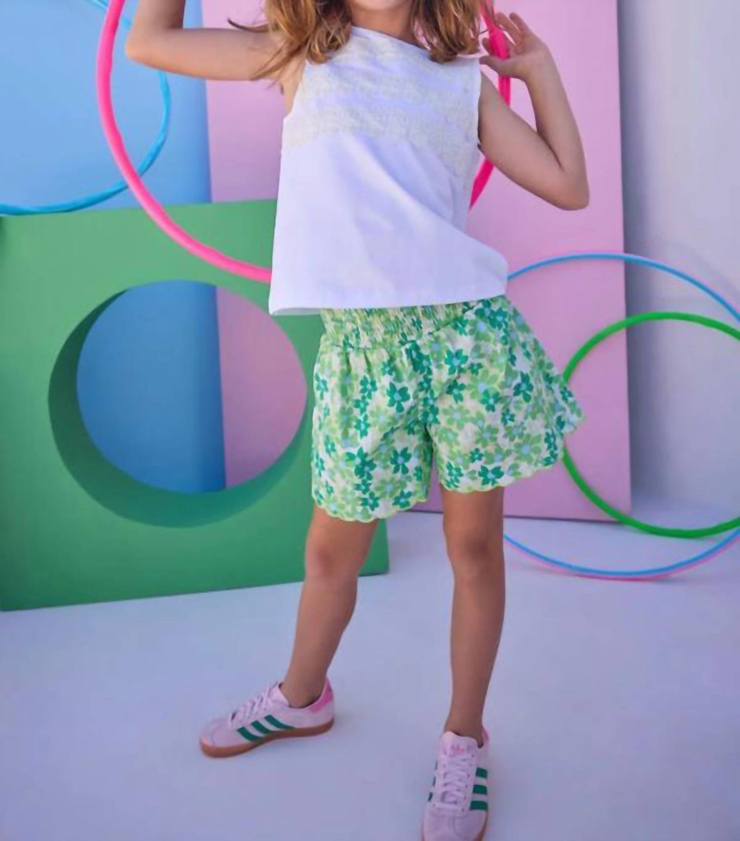 Girl's Shirred Scallop Shorts