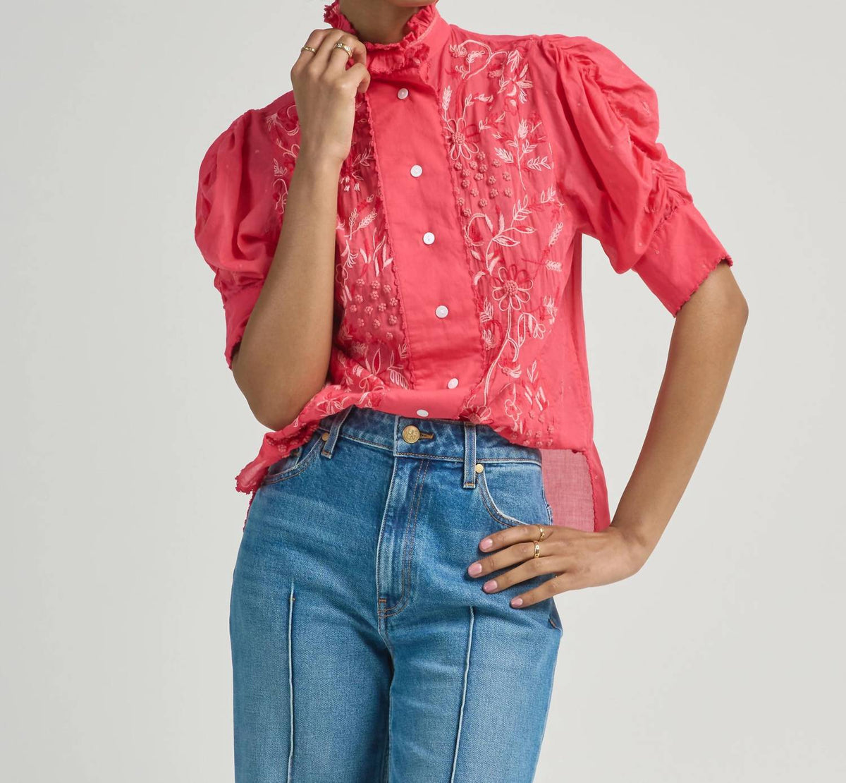 Vita Embroidered Short Sleeve Blouse