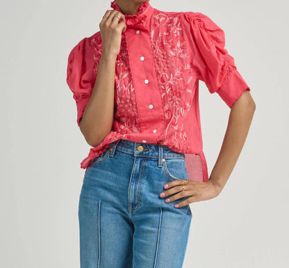 Vita Embroidered Short Sleeve Blouse