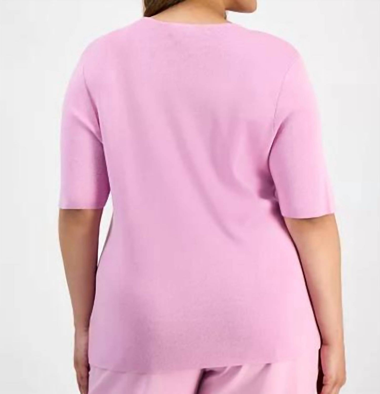 Round Neck Short Sleeve Sweater Tee Shirt - Plus