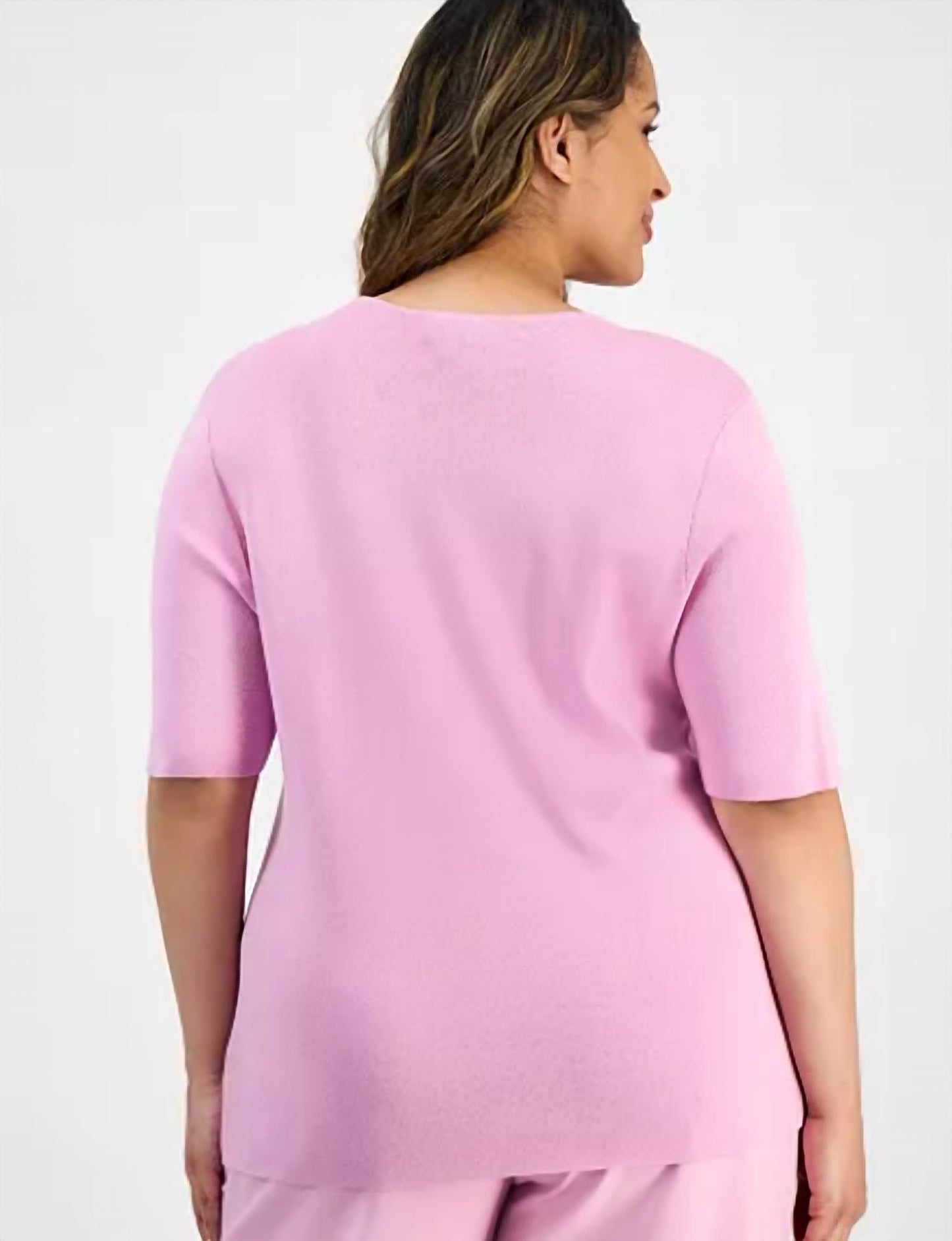 Round Neck Short Sleeve Sweater Tee Shirt - Plus
