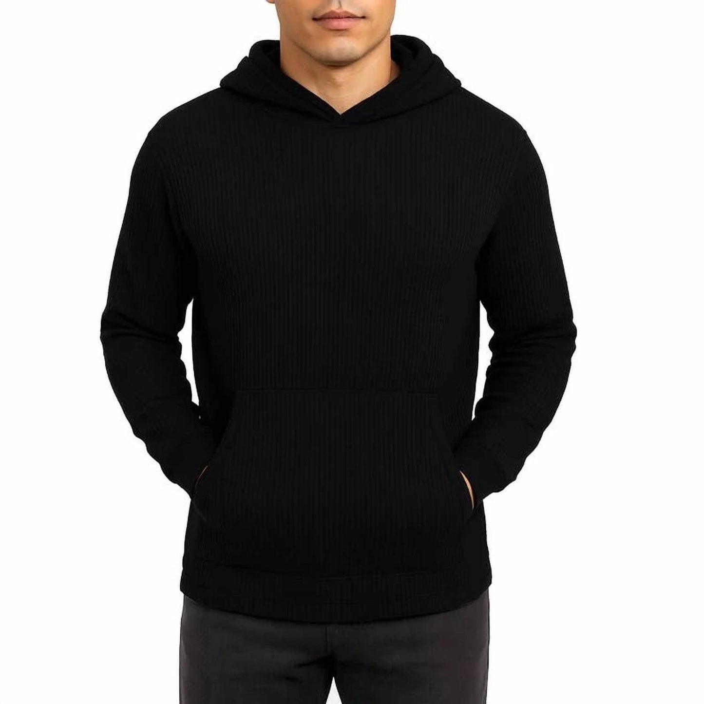 Waffle Knit Thermal Pullover Hoodie