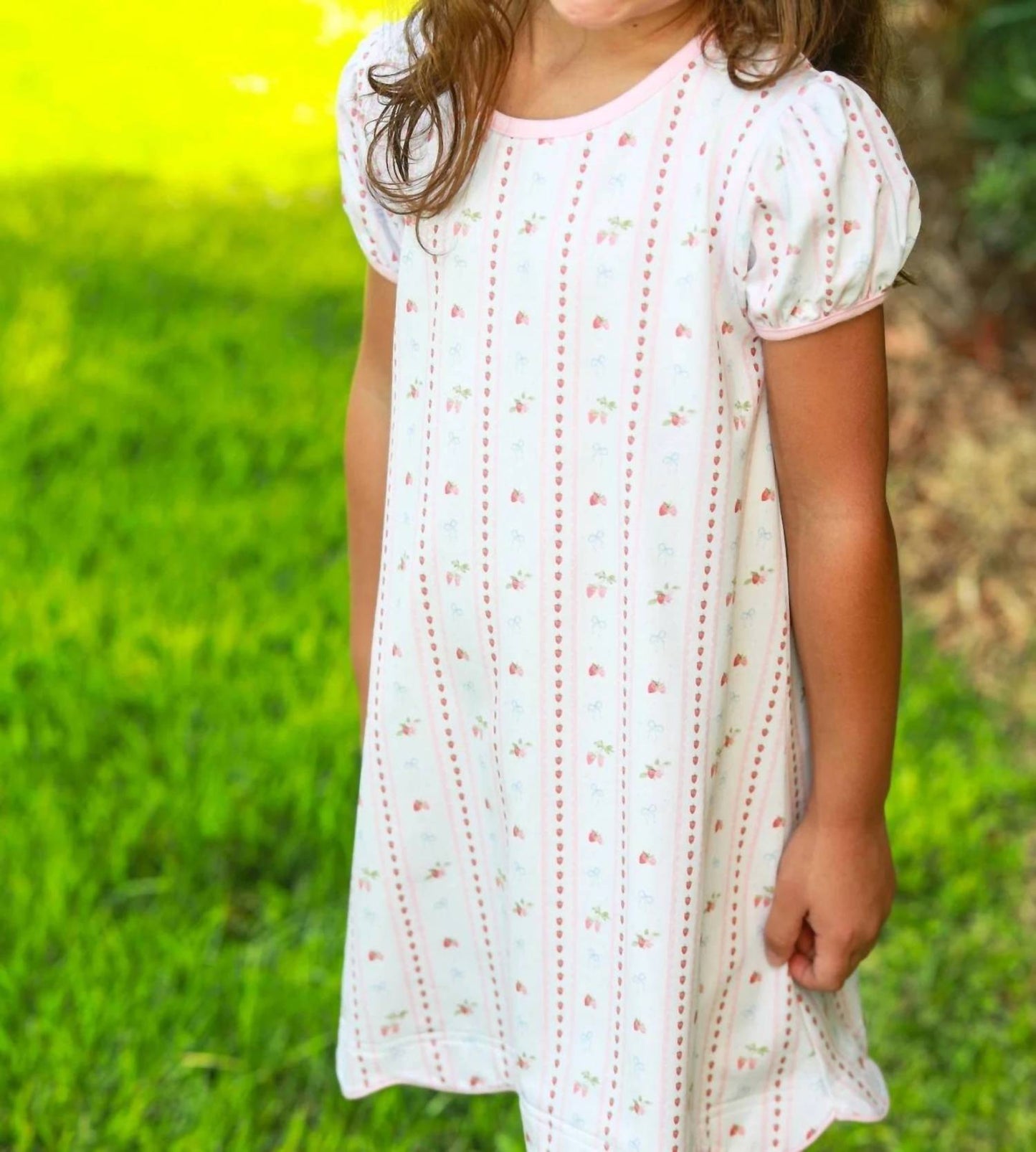 Girls Berry Sweet Scalloped Dress