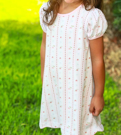 Girls Berry Sweet Scalloped Dress