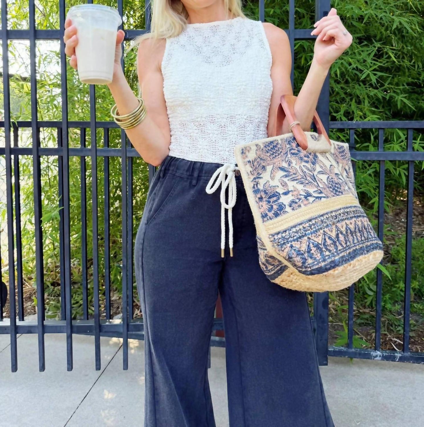 Women's Printed Jute Tote Bag