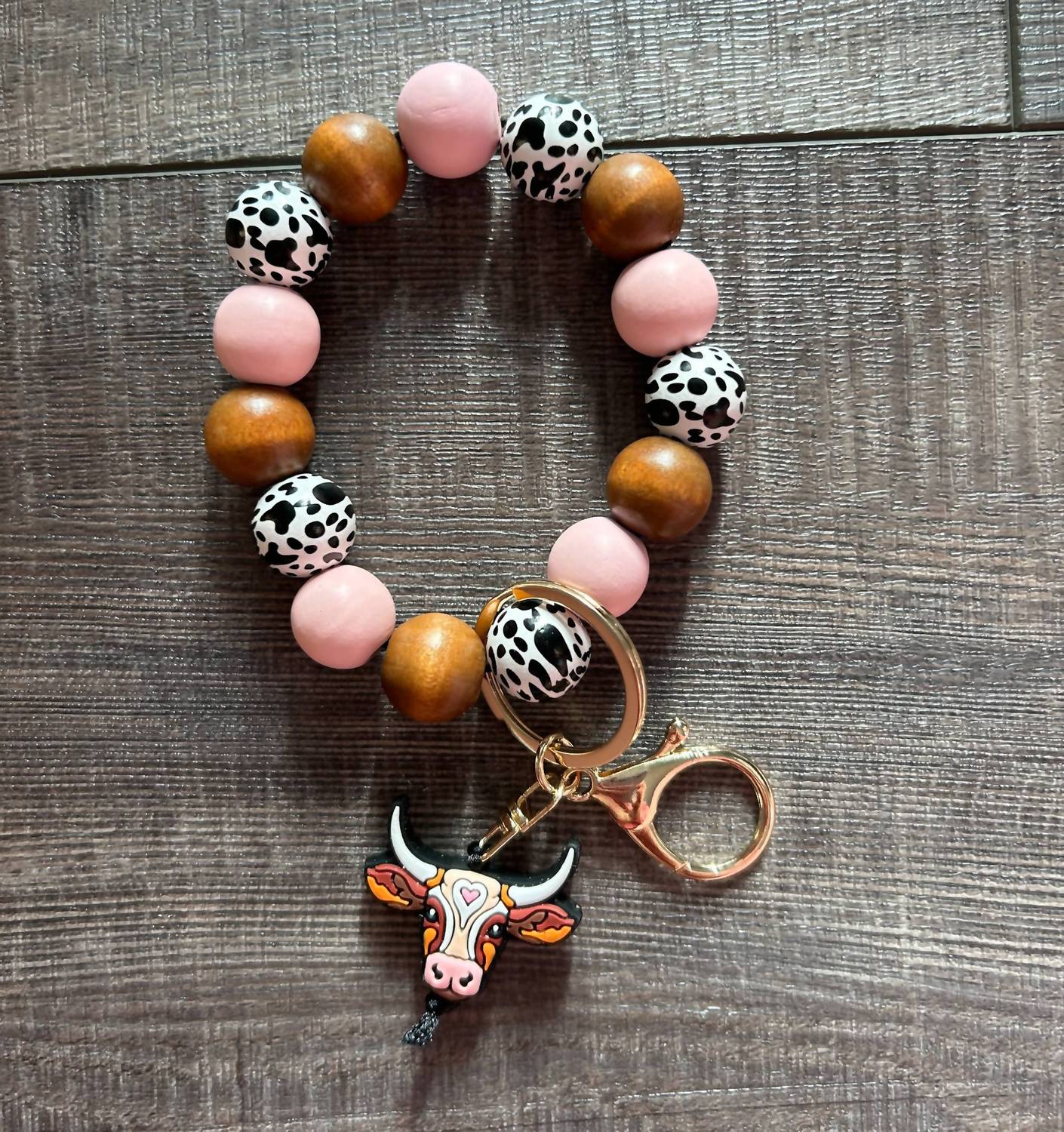 Women's Longhorn Focal Bead Wristlet Keychain