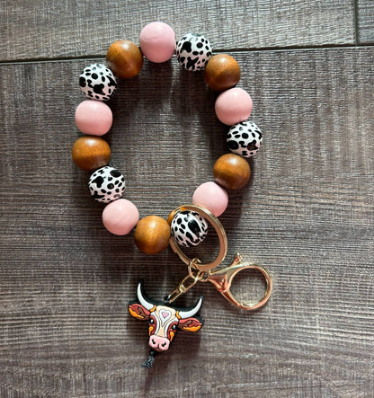Women's Longhorn Focal Bead Wristlet Keychain
