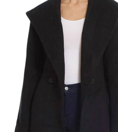 Double Breasted Twill Hooded Coat