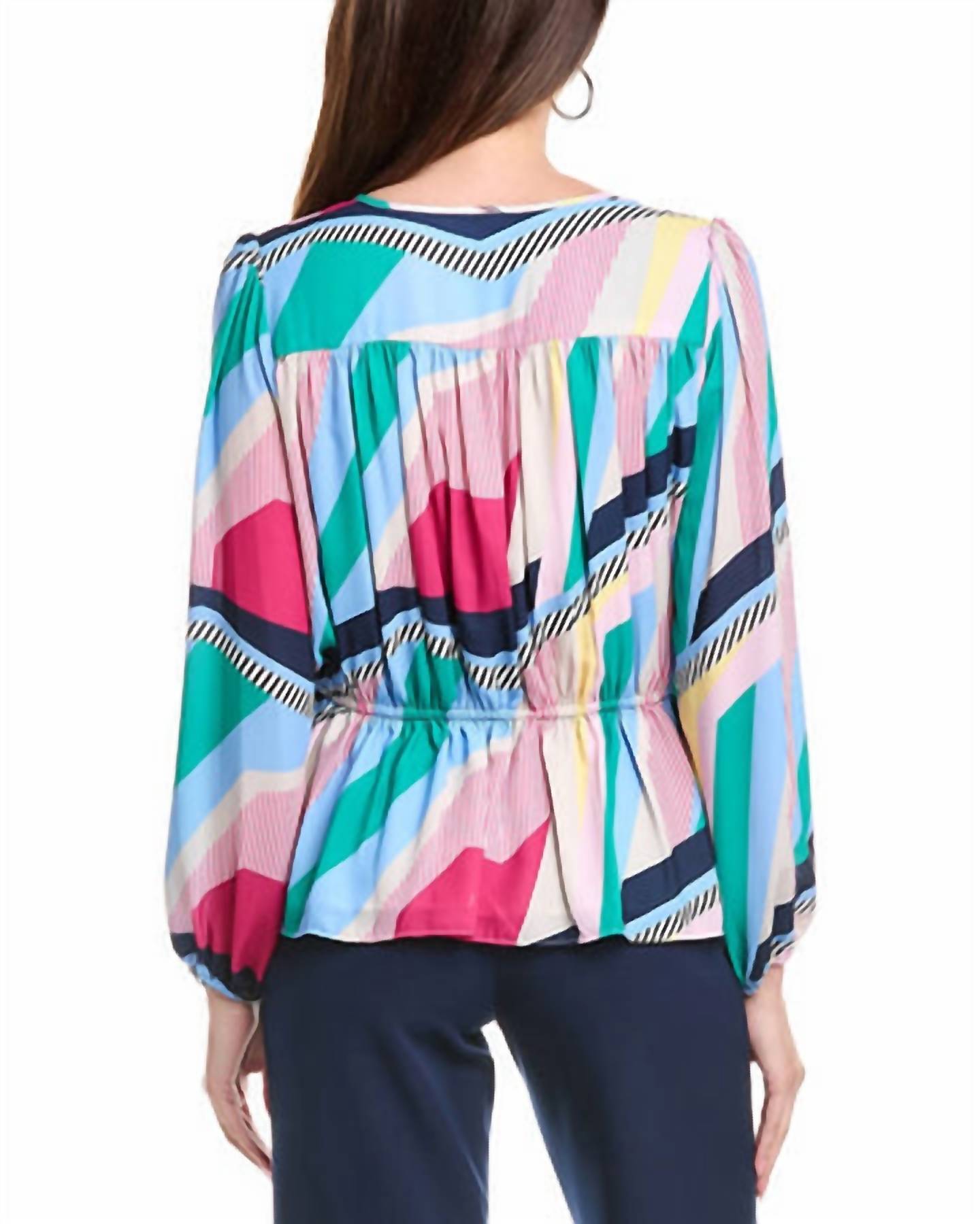 Multicolor Pleated Top