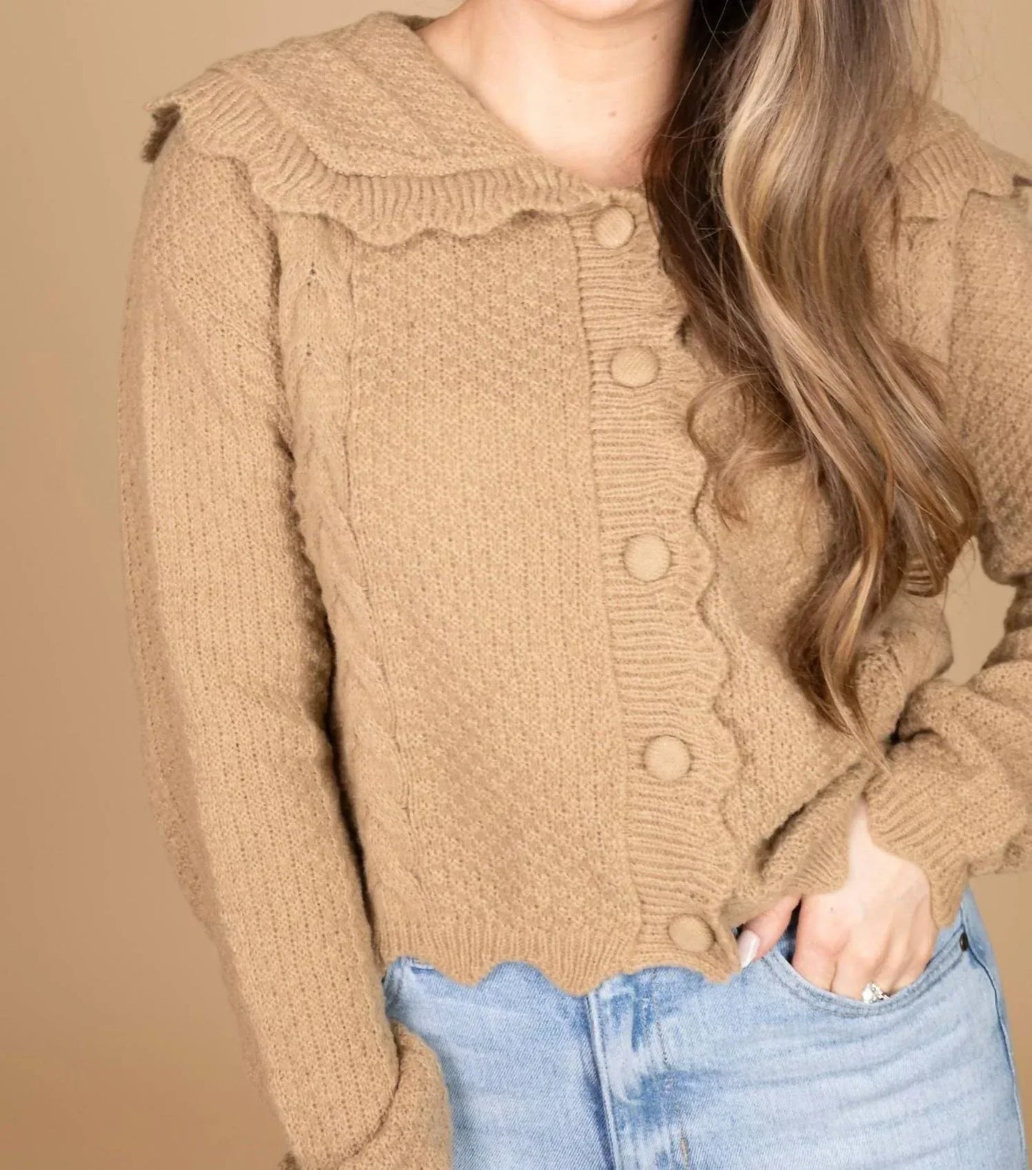 LUCCE - Anna Scalloped Knit Cardigan - Rack Hunt