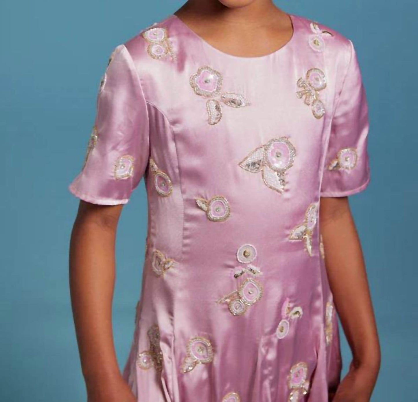 Sasha+Z - Floral Embroidered Satin Dress - Rack Hunt -