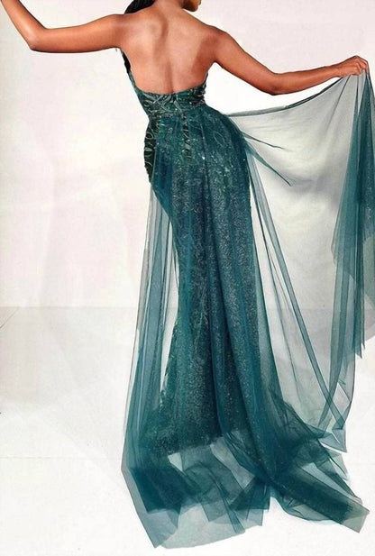 Strapless Bedazzled Evening Gown