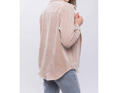 Bonfire Heart Corduroy Shacket with Cozy Plaid Lining
