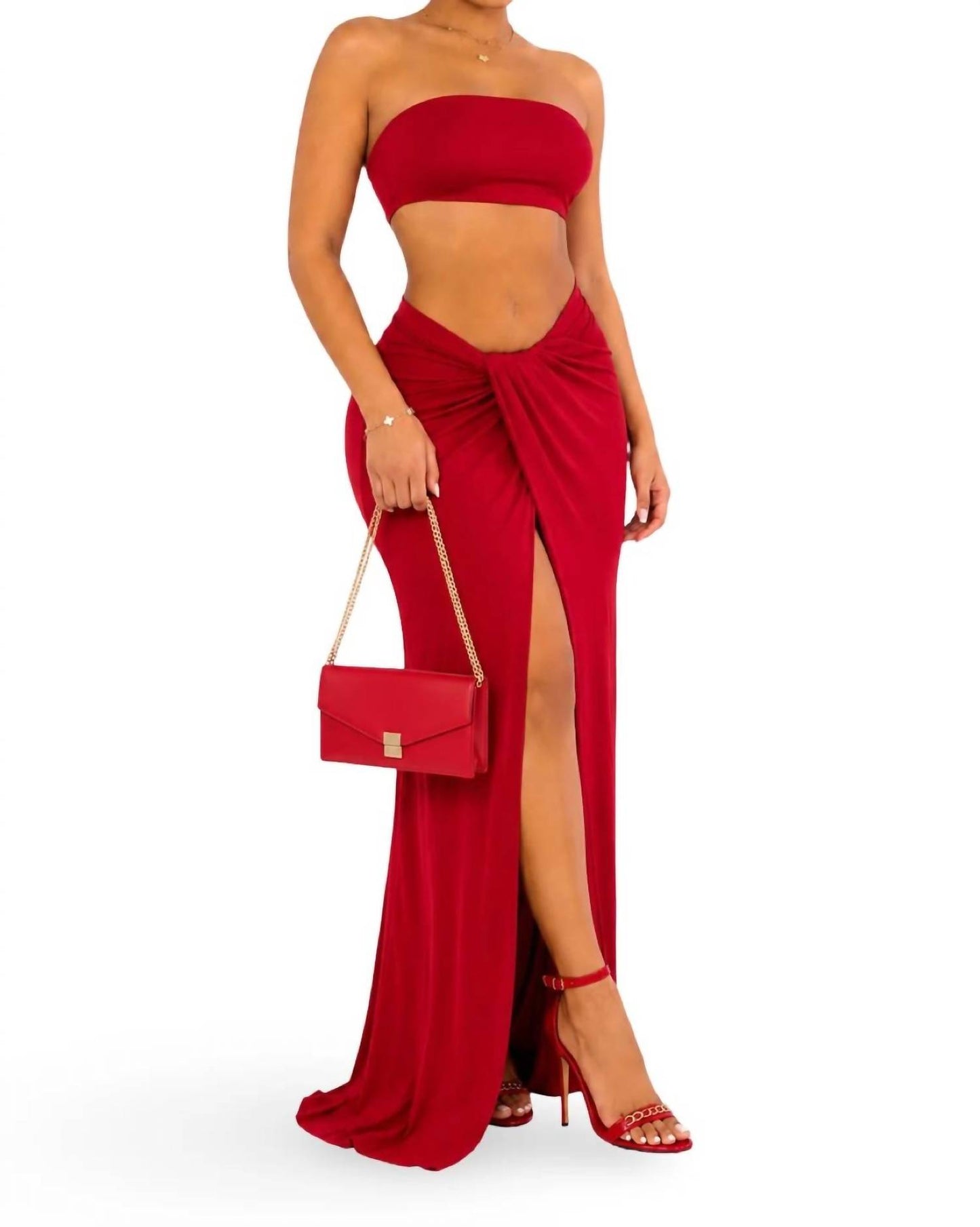 Lucky You - Matching Stretch Double Layered Maxi Skirt Set