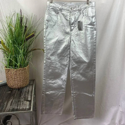 Coated High Rise Straight Leg Jeans
