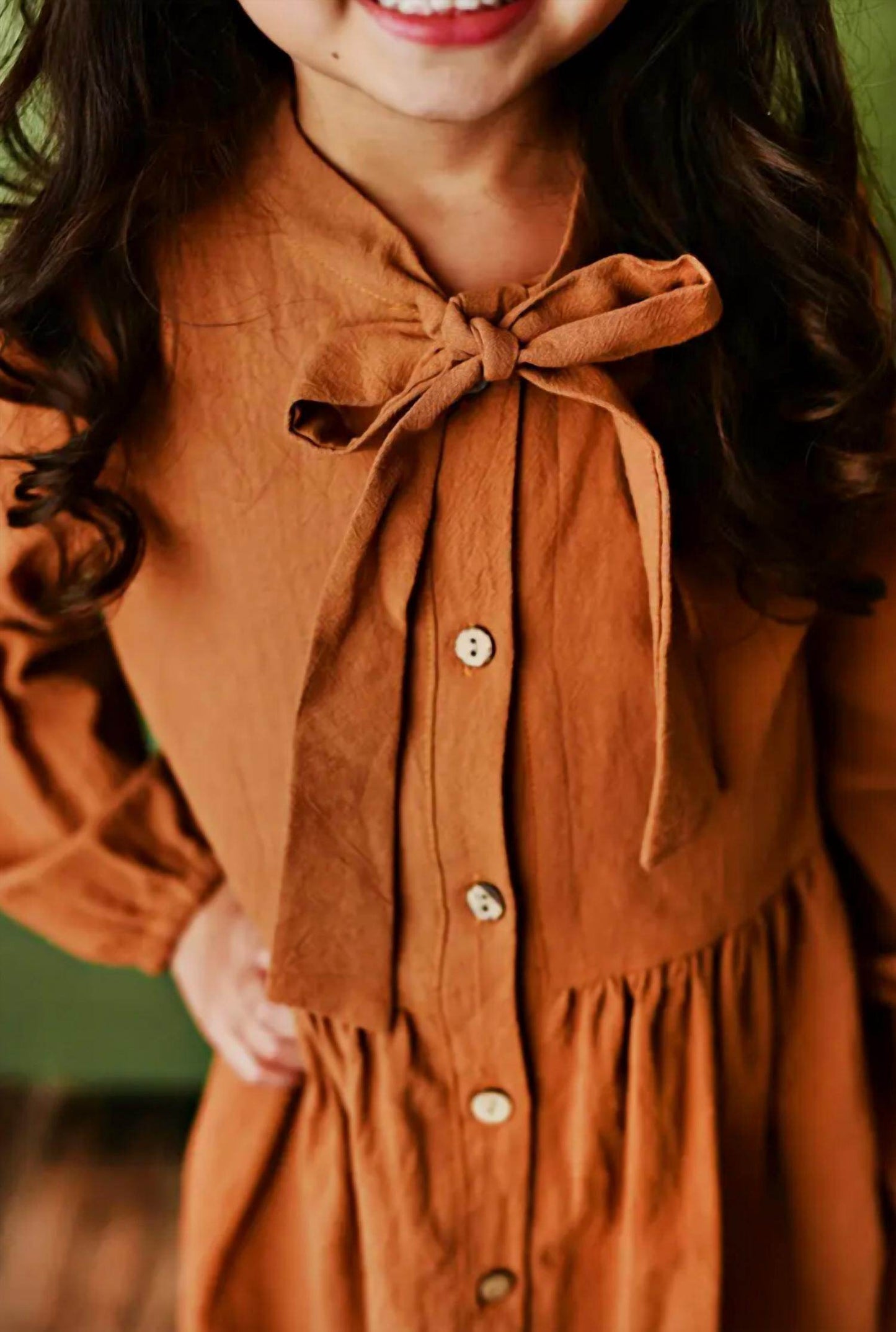 Wren & James - Kids Girls Colored Button Long Sleeve Bow Dress - Rack Hunt -