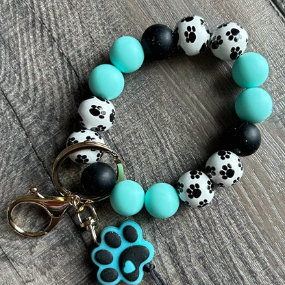 Women's Paw Print Beaded Wristlet Bag Charm