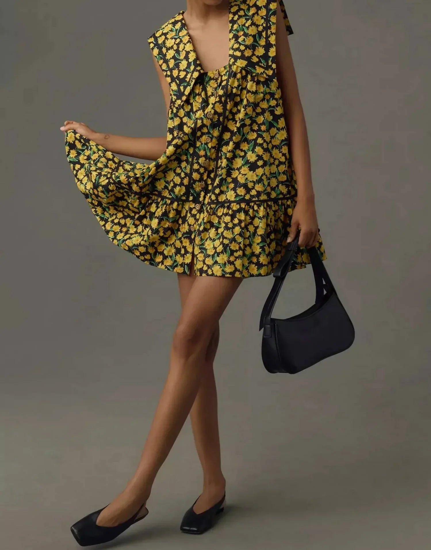 Maeve - Collared Poplin Swing Mini Dress - Rack Hunt
