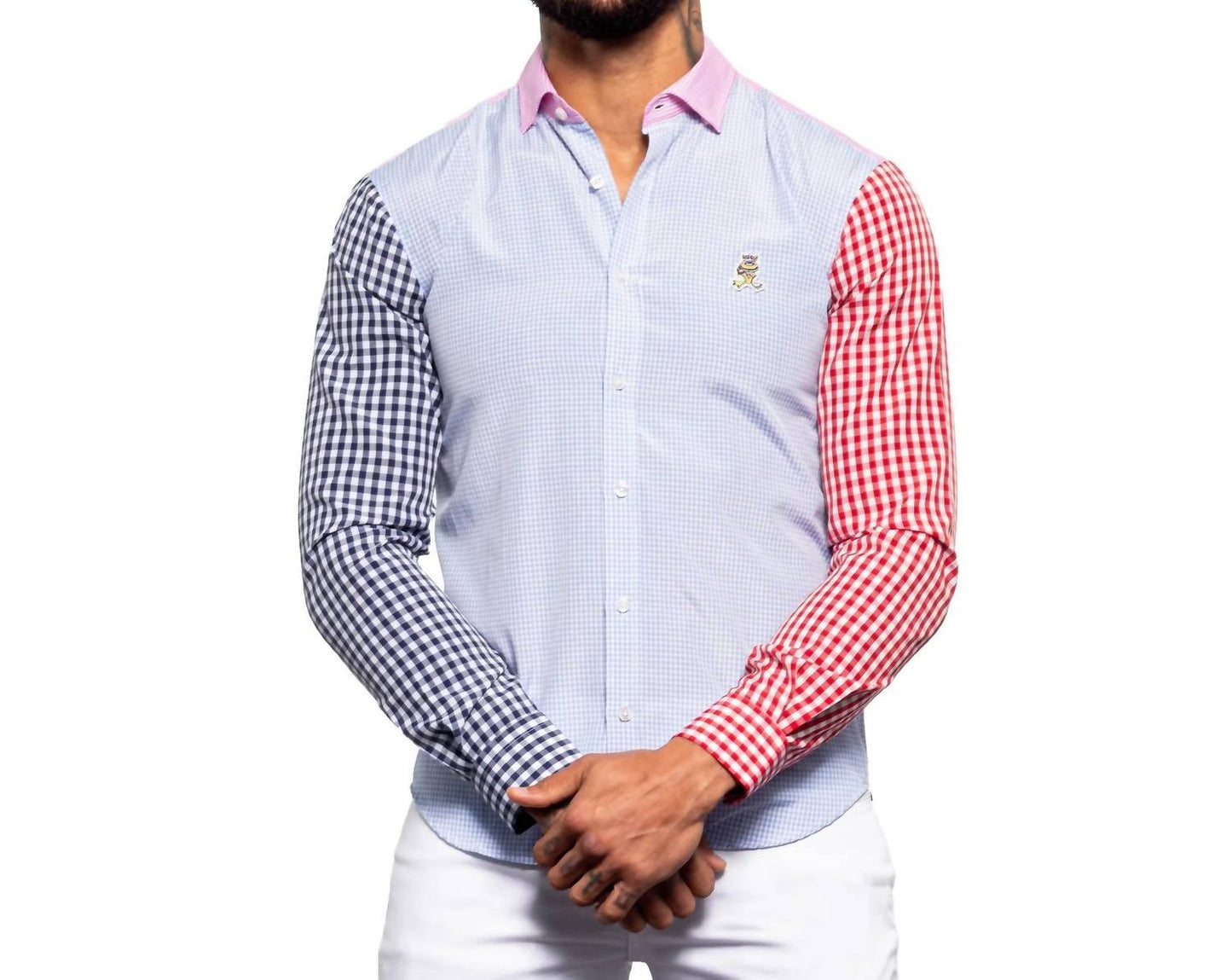 Frog Plaid Combo Button Down Shirt