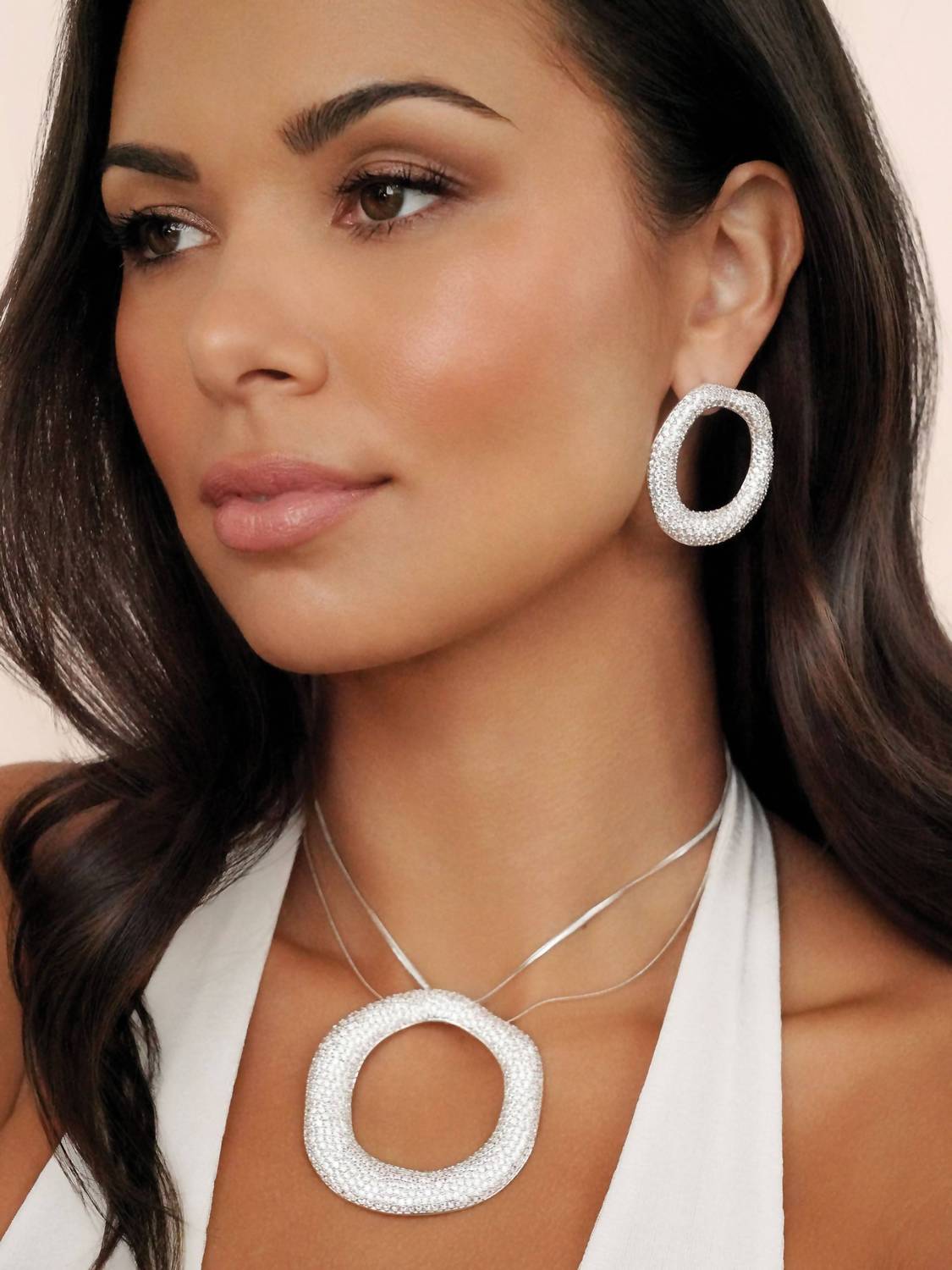 Women's Open Circle Pave Earrings