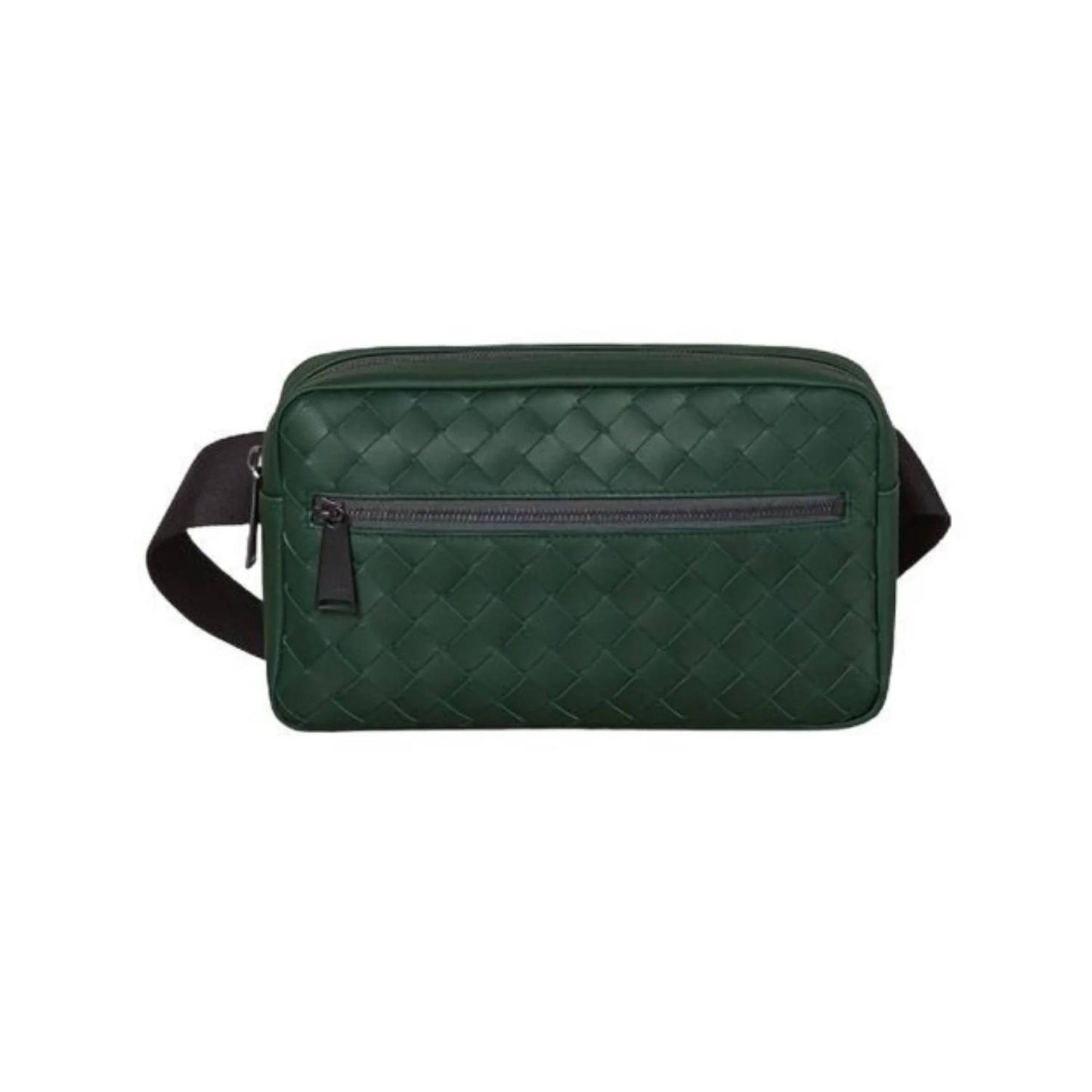 Braided Calfskin Zipper Dual-wear Chest Backpack / Waist Bag