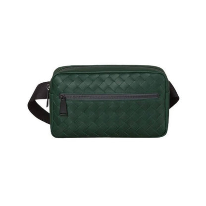 Braided Calfskin Zipper Dual-wear Chest Backpack / Waist Bag
