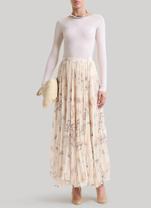 Sif Printed Tatoo Pleated Skirt