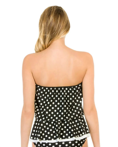 Eco Swim - Pearl Dot Gathered Blouson Bandeau Tankini Top - Rack Hunt