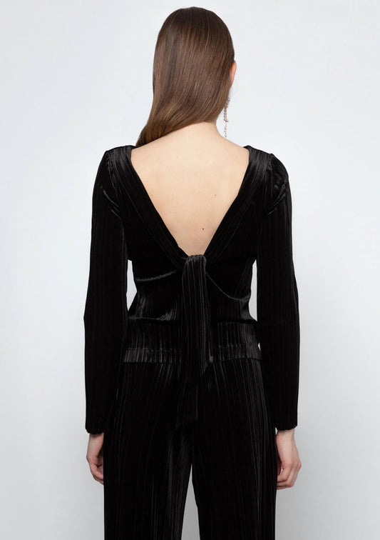 Women's Open Back Bow Velvet Top